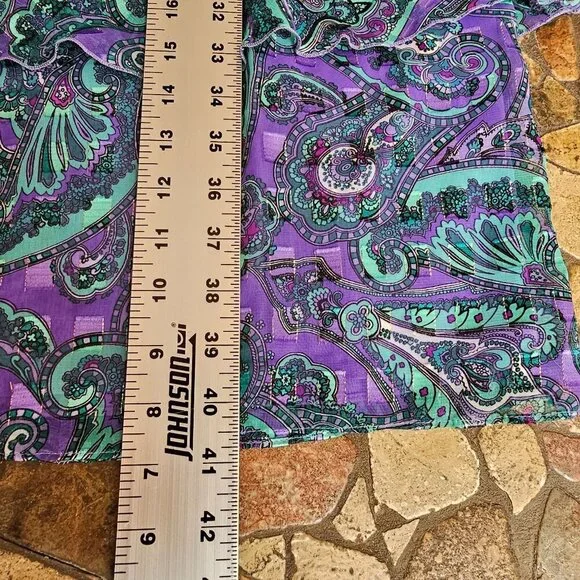 Vintage Patra Purple & Teal Paisley Sleeveless Tiered Dress,  Size 14, USA Made - Picture 8 of 8
